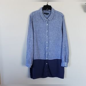 Tahari 100% Linen Long Sleeve Button Down Women's Top Tunic Size 1X